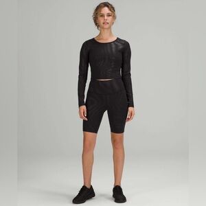 Lululemon Wunder Train Cropped Long Sleeve Shirt *Foil, Black, size 4